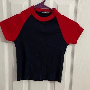 Brandy Melville navy blue and red crop top. Never worn, One size.